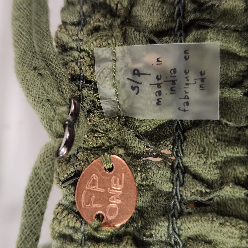 NWT FREE PEOPLE Intimately Women's sz S Olive color adjustable straps tunic - Picture 7 of 8